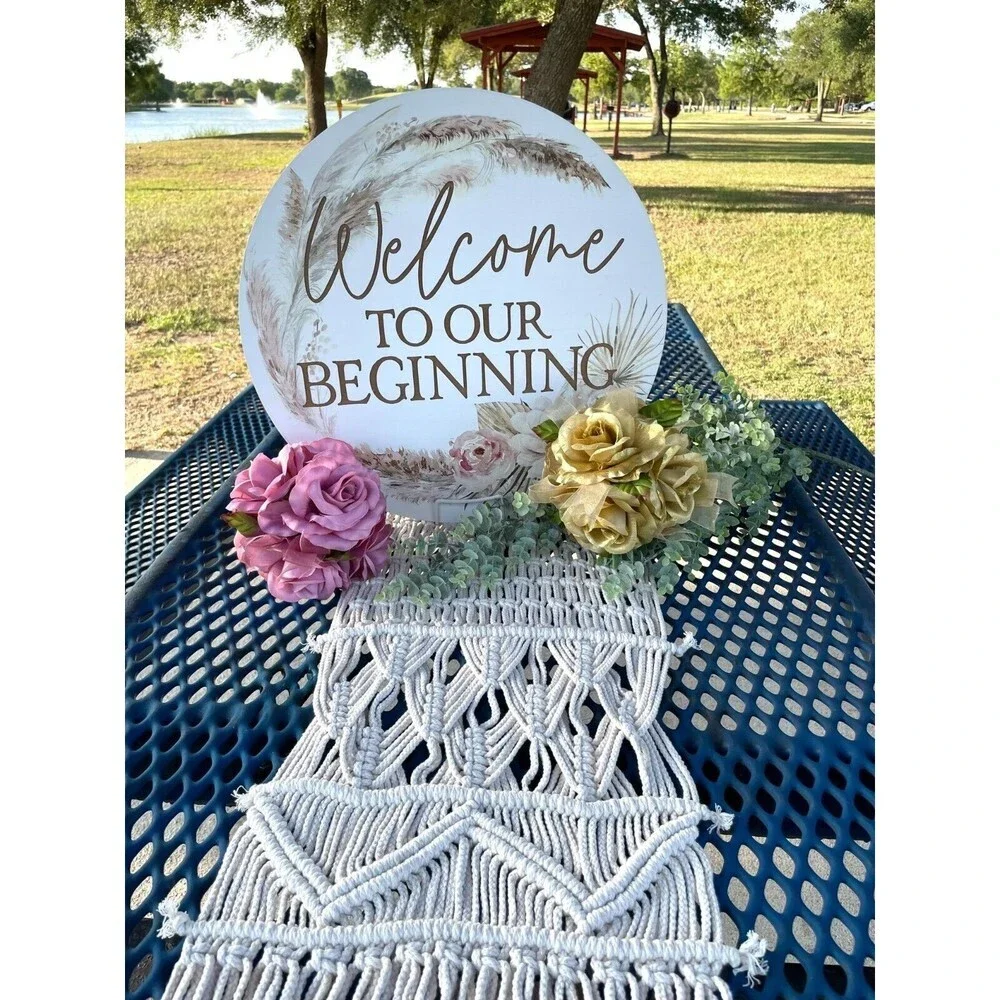 Macrame Table Runner Macrame Handwoven 86x13 Long Bohemian Wedding Party Coastal